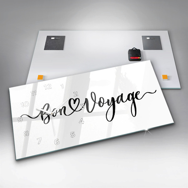 Glass wall clock rectangular The inscription Bon voyage