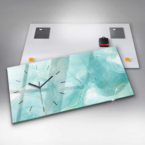 Glass wall clock rectangular Abstract marble