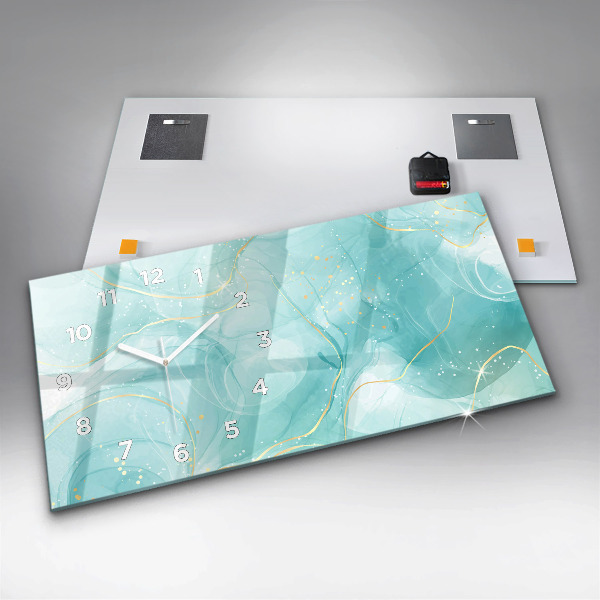 Glass wall clock rectangular Abstract marble