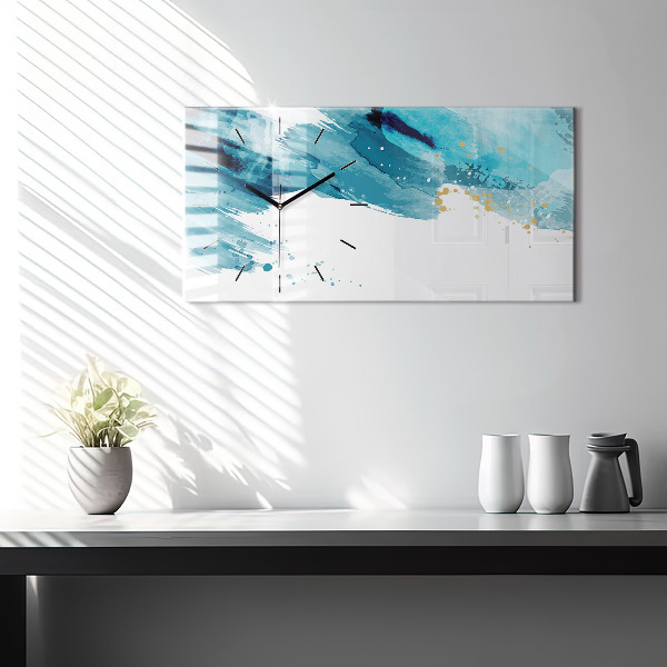 Glass wall clock rectangular Brush strokes