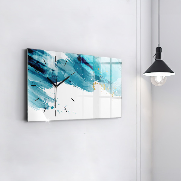 Glass wall clock rectangular Brush strokes