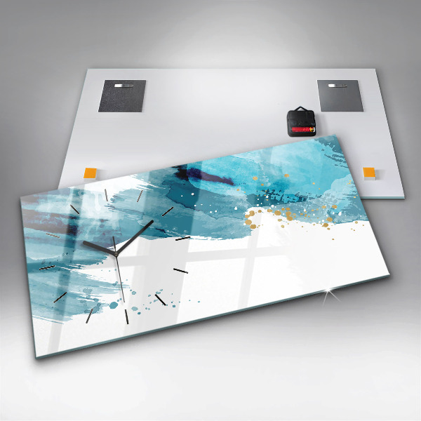 Glass wall clock rectangular Brush strokes