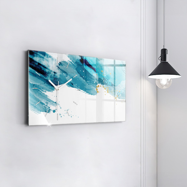 Glass wall clock rectangular Brush strokes