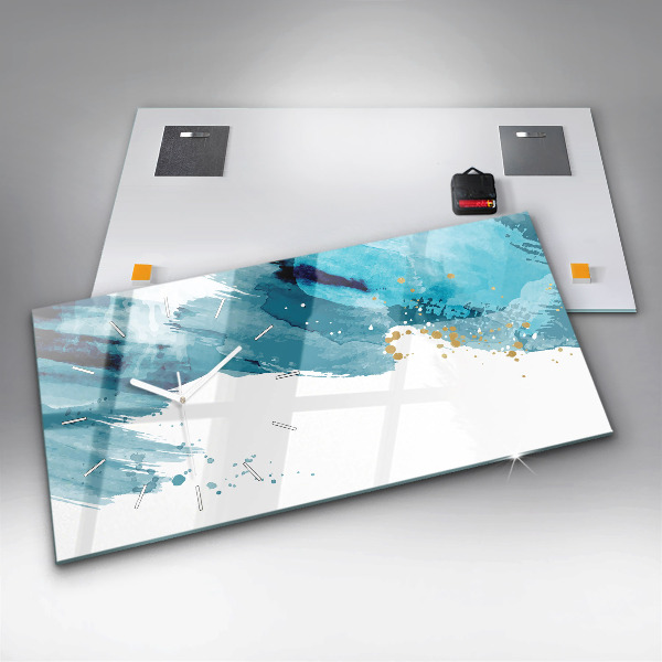 Glass wall clock rectangular Brush strokes