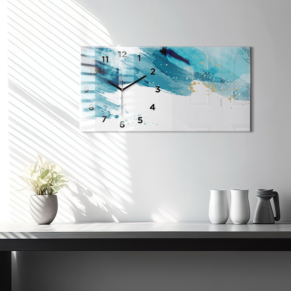 Glass wall clock rectangular Brush strokes