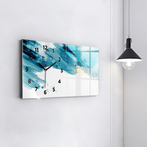 Glass wall clock rectangular Brush strokes
