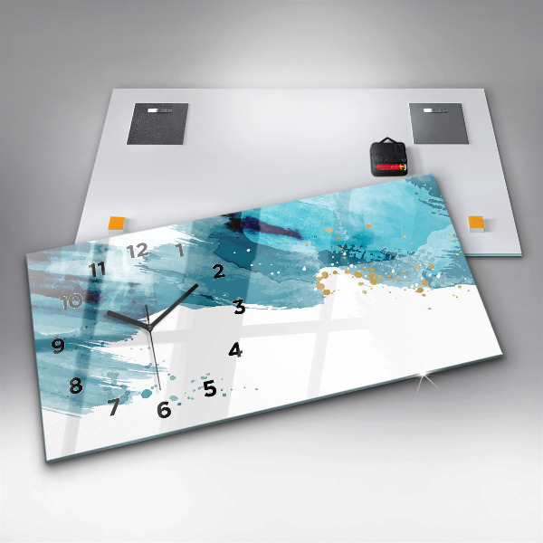 Glass wall clock rectangular Brush strokes