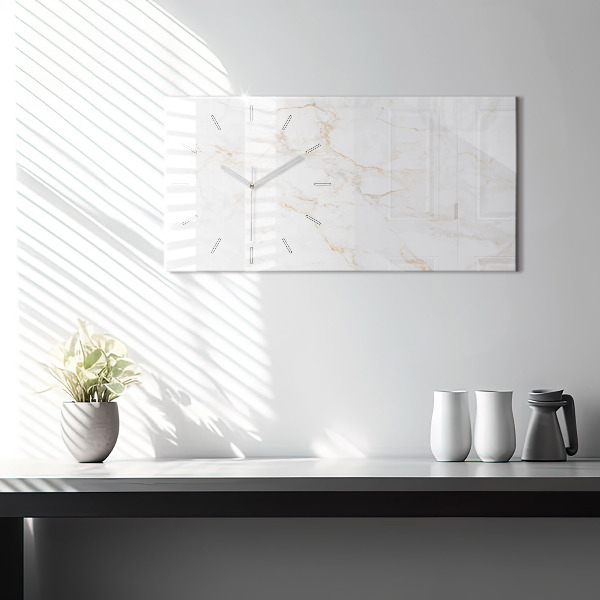 Glass wall clock rectangular Elegant marble