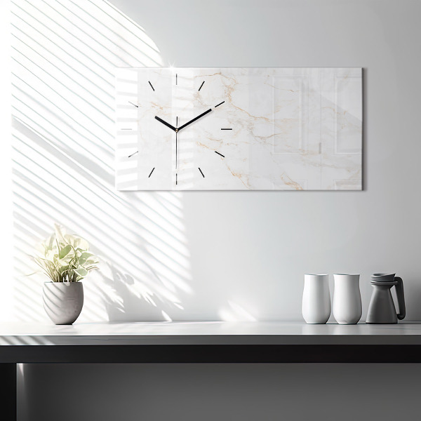 Glass wall clock rectangular Elegant marble