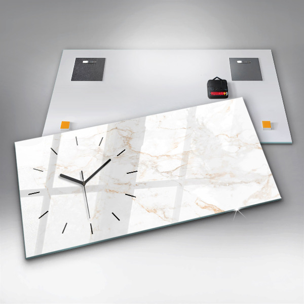 Glass wall clock rectangular Elegant marble