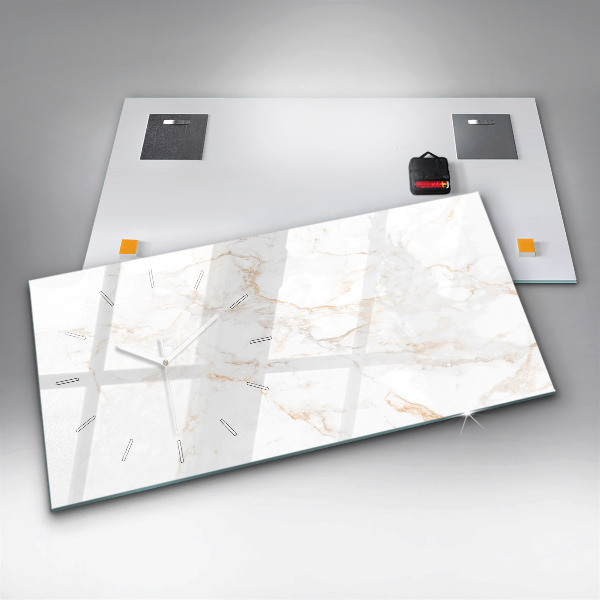 Glass wall clock rectangular Elegant marble