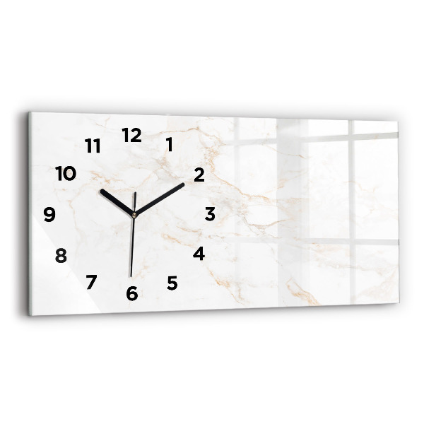 Glass wall clock rectangular Elegant marble