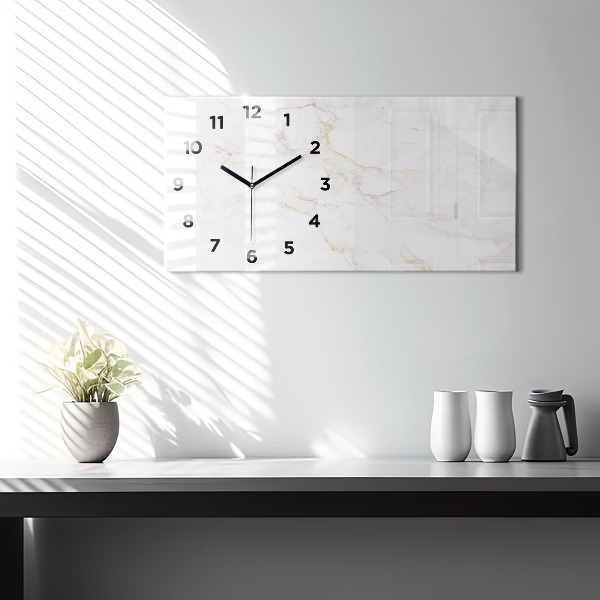 Glass wall clock rectangular Elegant marble