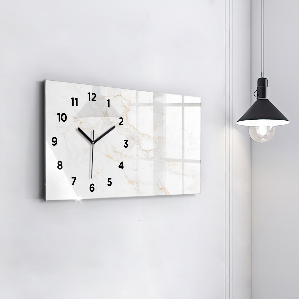 Glass wall clock rectangular Elegant marble