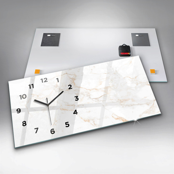 Glass wall clock rectangular Elegant marble