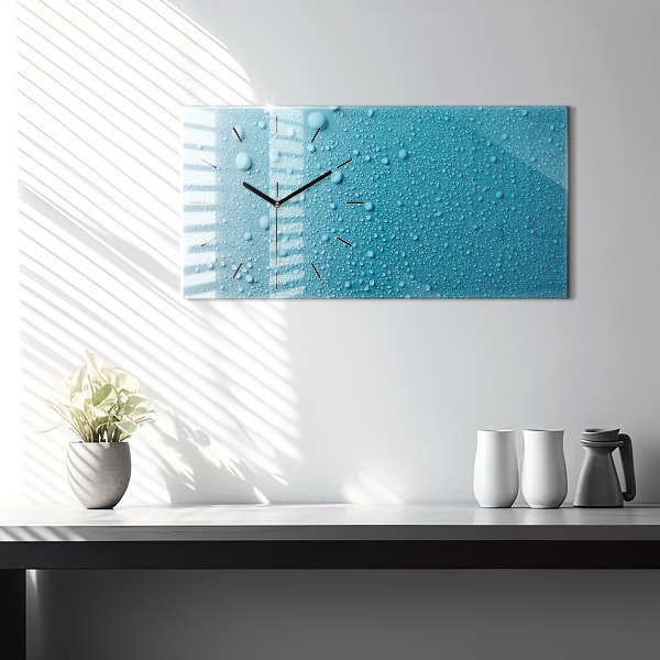 Glass wall clock rectangular Drops of water