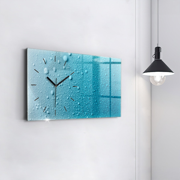 Glass wall clock rectangular Drops of water