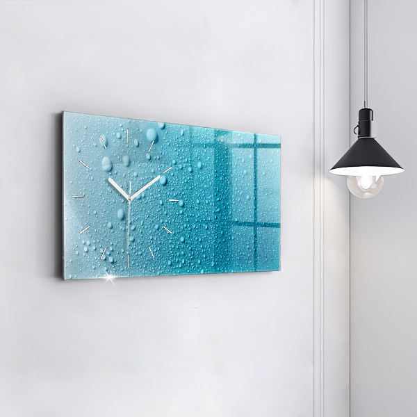 Glass wall clock rectangular Drops of water