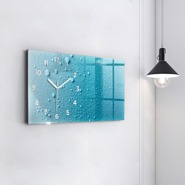 Glass wall clock rectangular Drops of water