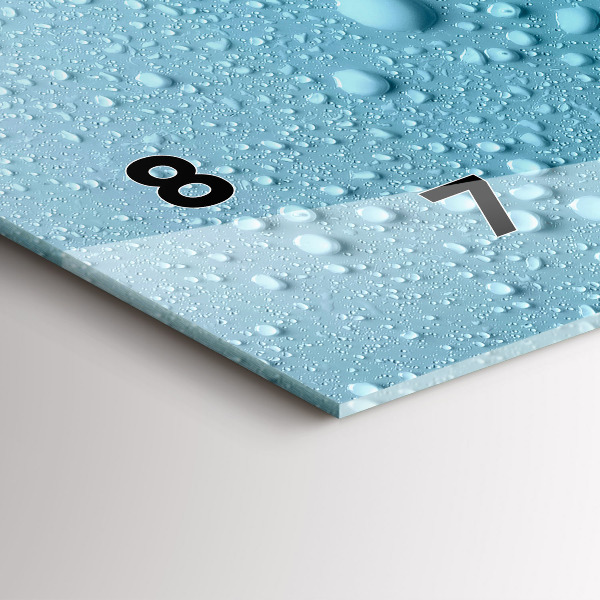 Glass wall clock rectangular Drops of water