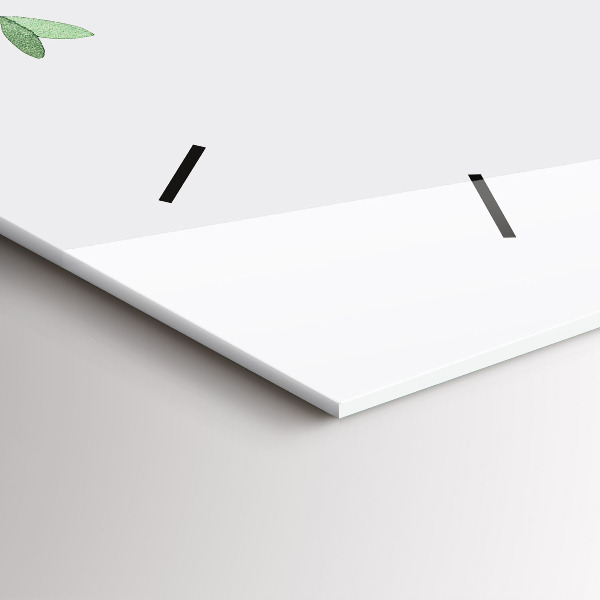 Glass wall clock rectangular Plant leaves