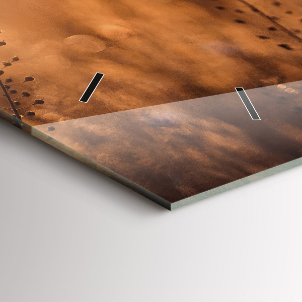 Glass wall clock rectangular Field sunrise