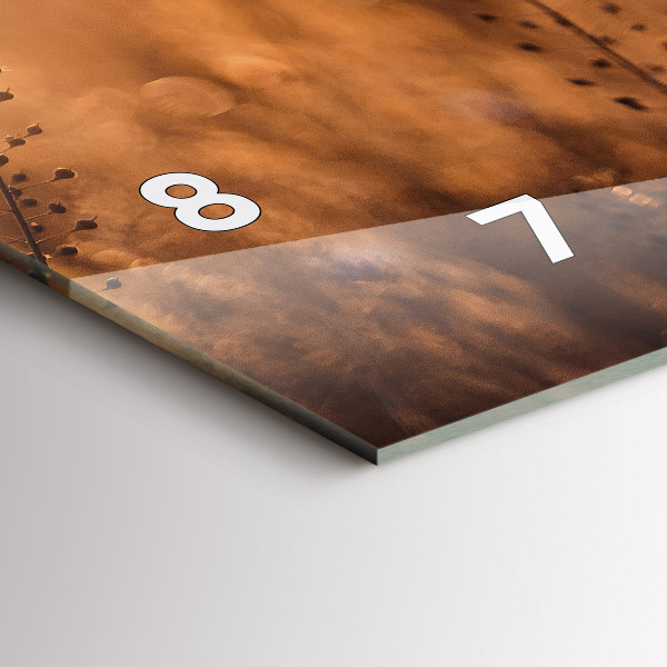 Glass wall clock rectangular Field sunrise