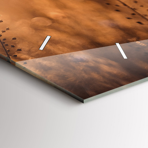 Glass wall clock rectangular Field sunrise