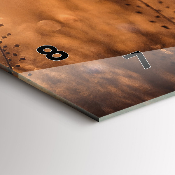 Glass wall clock rectangular Field sunrise