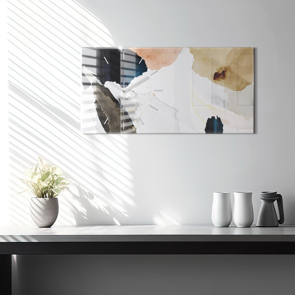 Glass wall clock rectangular Abstraction spots