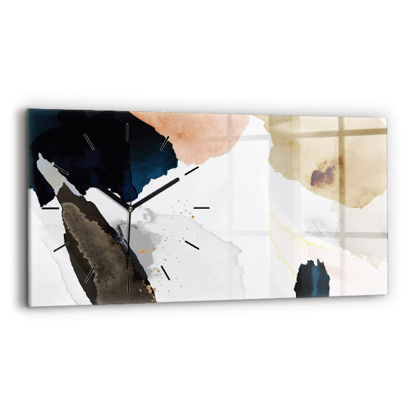 Glass wall clock rectangular Abstraction spots