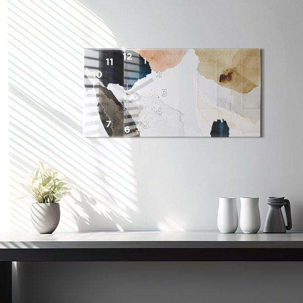 Glass wall clock rectangular Abstraction spots