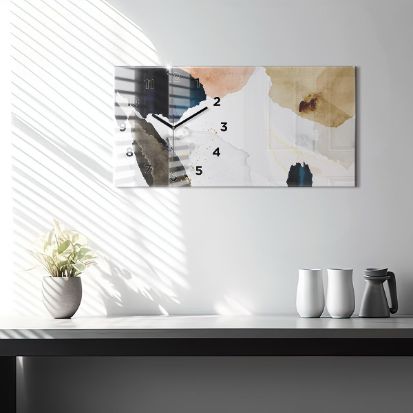 Glass wall clock rectangular Abstraction spots