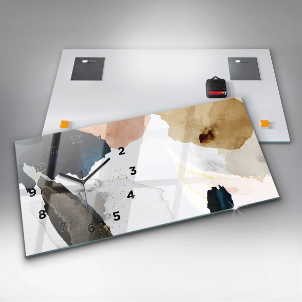 Glass wall clock rectangular Abstraction spots
