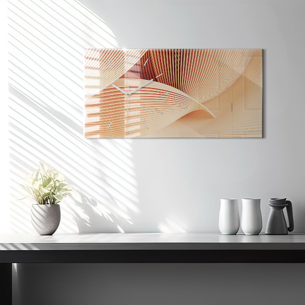 Glass wall clock rectangular Waves abstract pattern