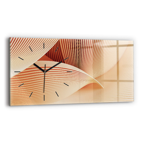 Glass wall clock rectangular Waves abstract pattern