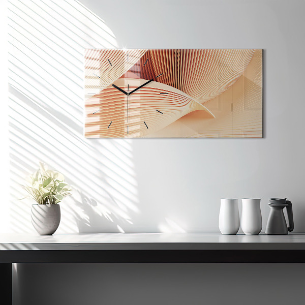 Glass wall clock rectangular Waves abstract pattern