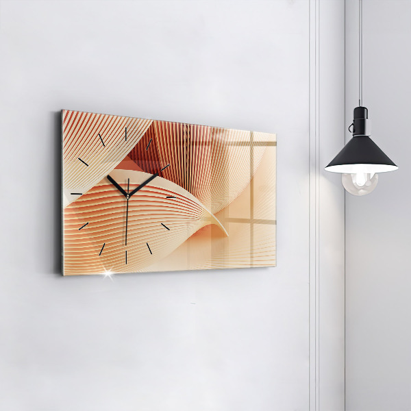 Glass wall clock rectangular Waves abstract pattern