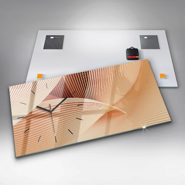 Glass wall clock rectangular Waves abstract pattern