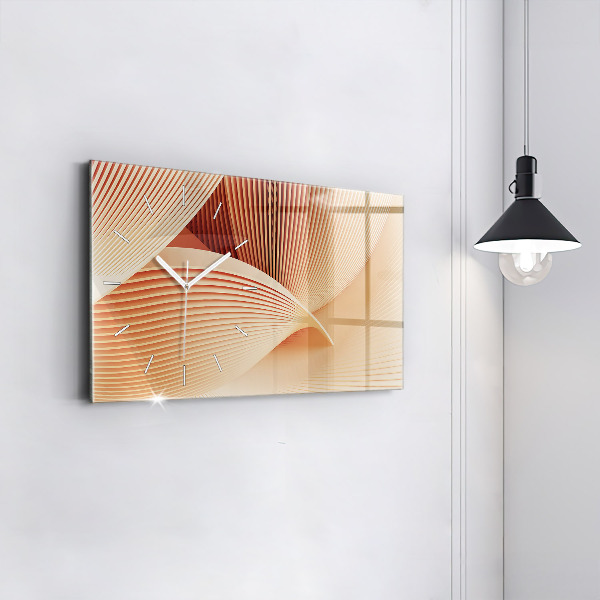 Glass wall clock rectangular Waves abstract pattern