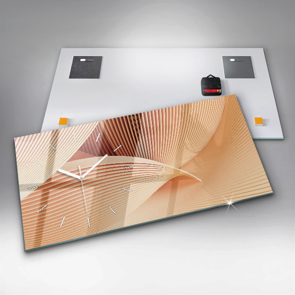 Glass wall clock rectangular Waves abstract pattern
