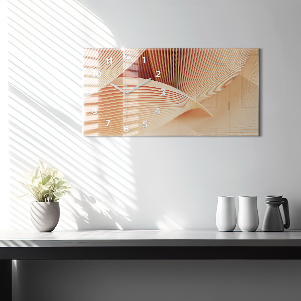 Glass wall clock rectangular Waves abstract pattern