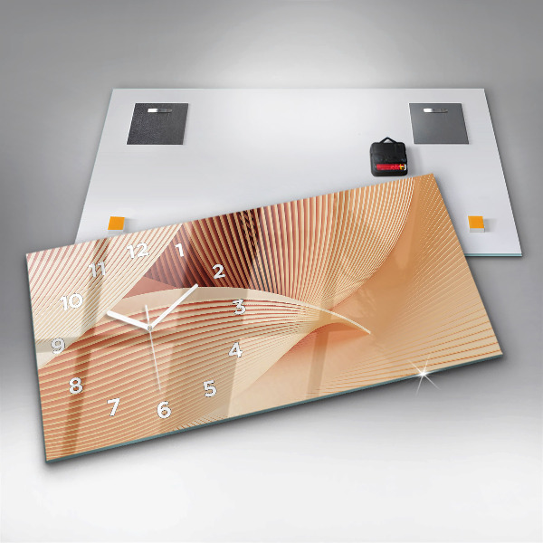 Glass wall clock rectangular Waves abstract pattern