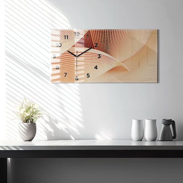 Glass wall clock rectangular Waves abstract pattern