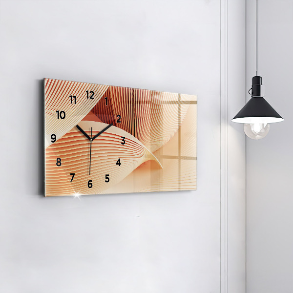 Glass wall clock rectangular Waves abstract pattern