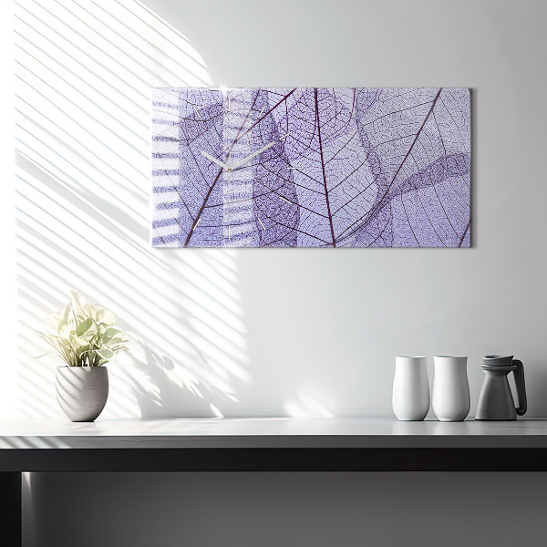 Glass wall clock rectangular Leaves nature