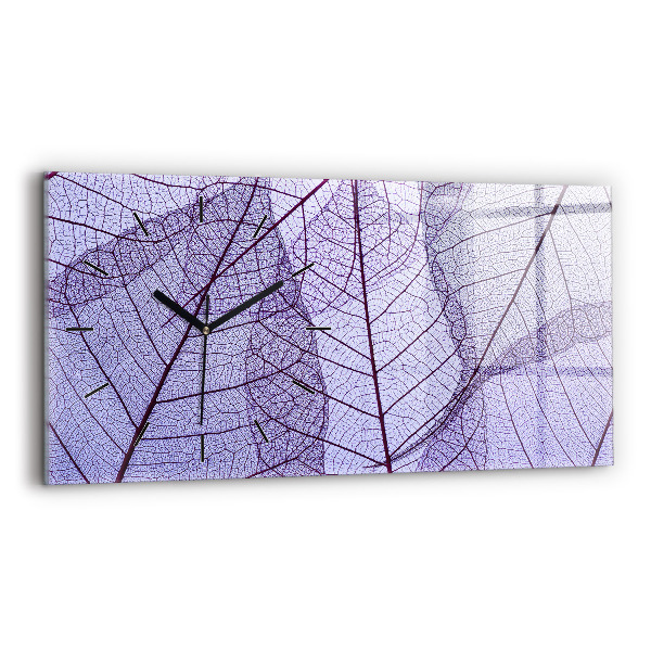Glass wall clock rectangular Leaves nature