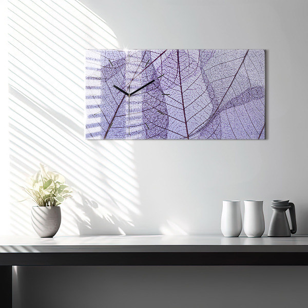 Glass wall clock rectangular Leaves nature