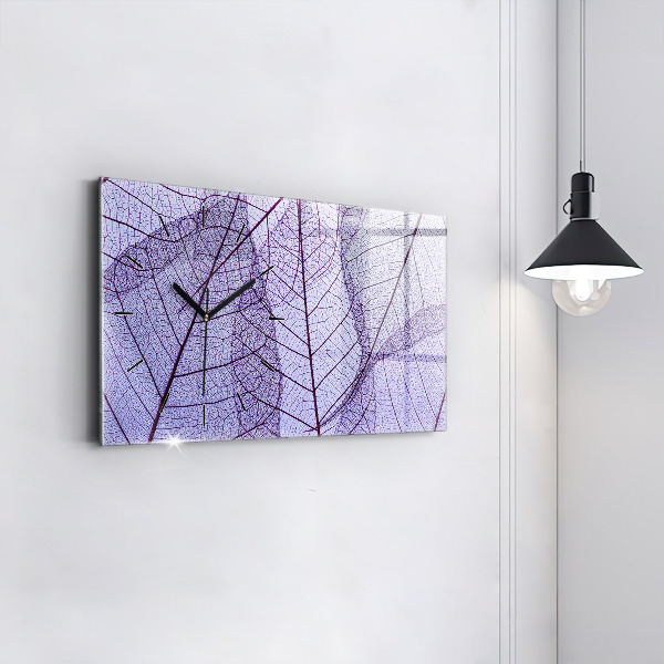 Glass wall clock rectangular Leaves nature