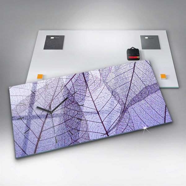 Glass wall clock rectangular Leaves nature